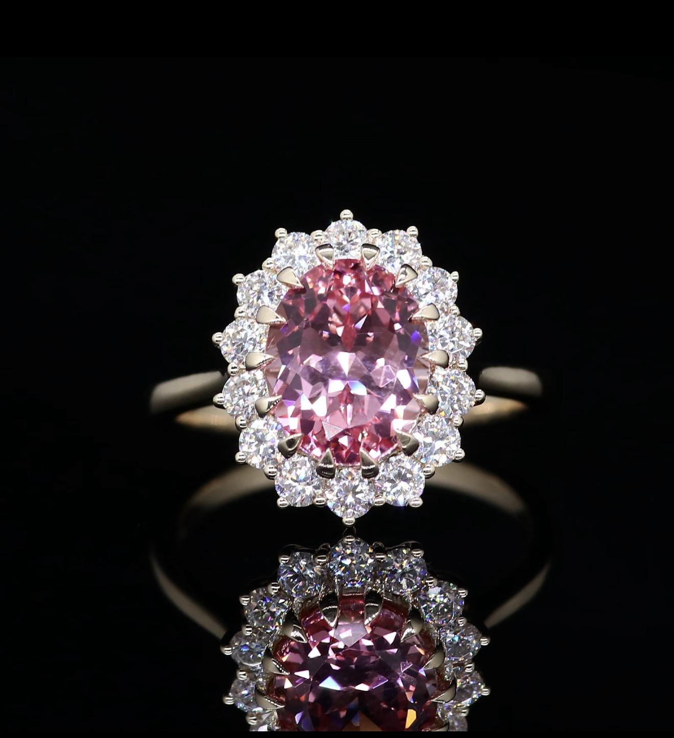 Pink Diamond Halo Ring
