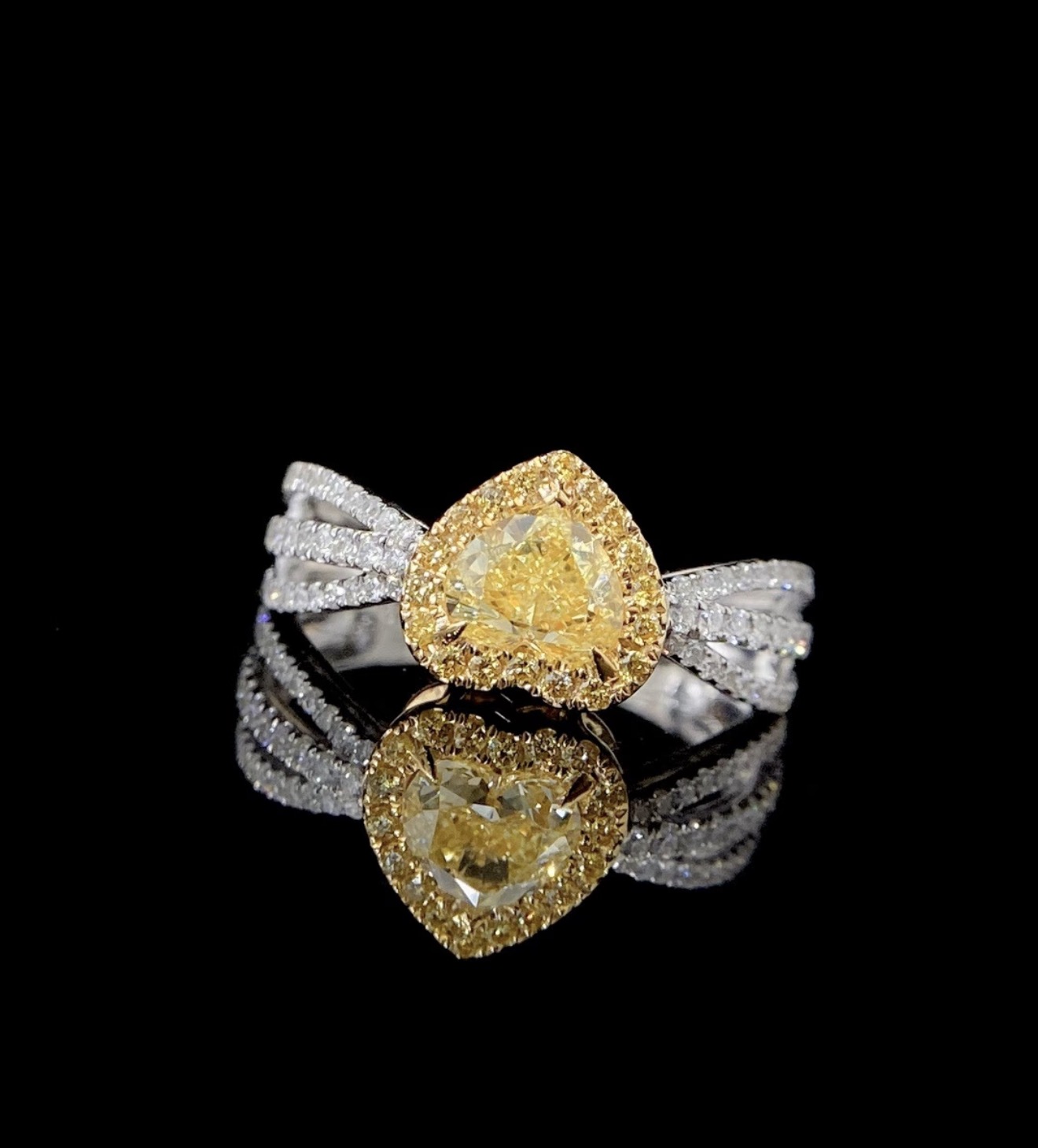 Yellow Diamond Halo Ring