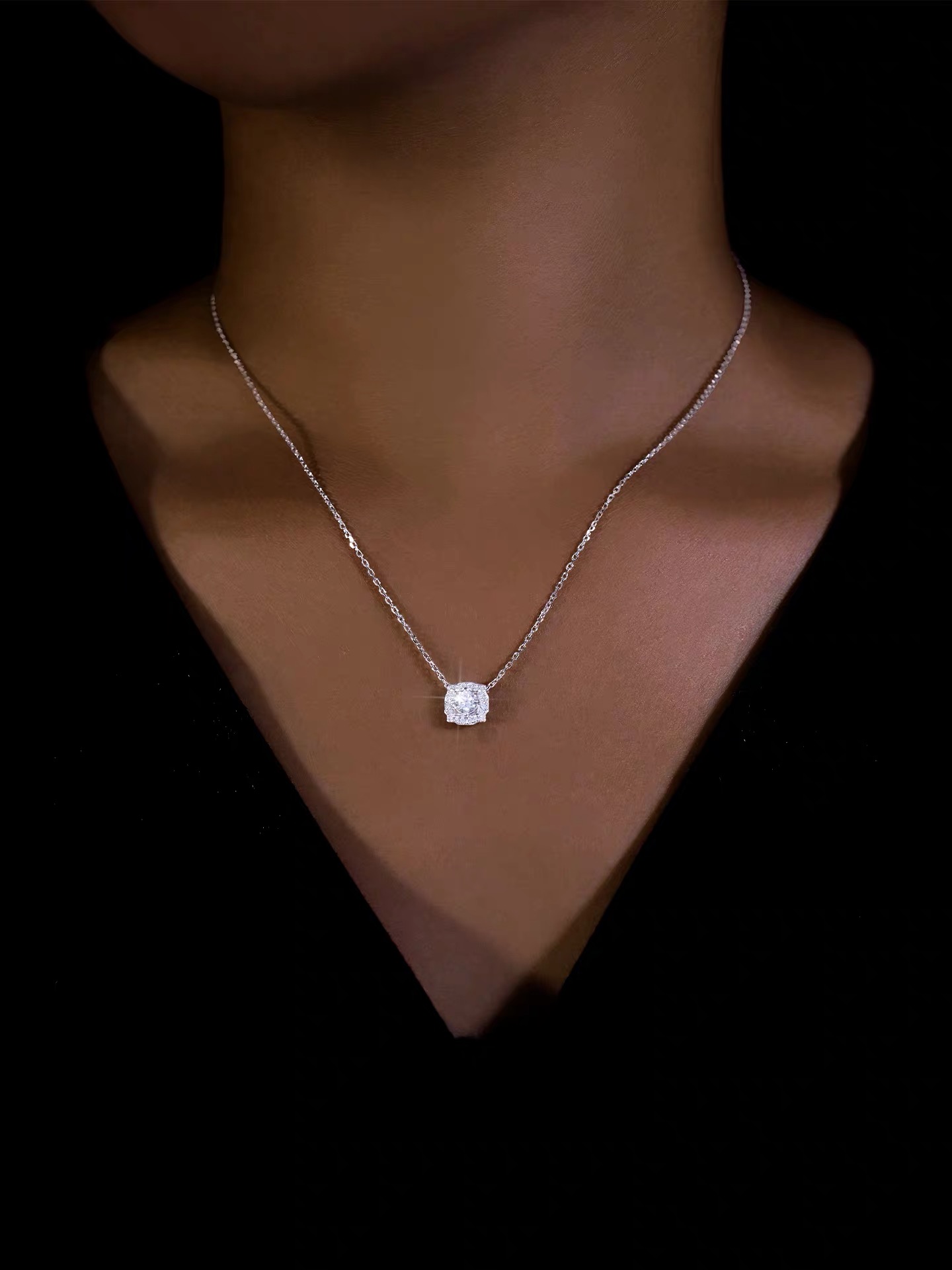 Tennis Necklace worn by model